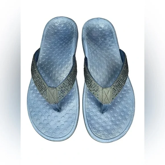 Vionic Tide Rhinestone Thong Sandals Size 7 Navy - Picture 1 of 10